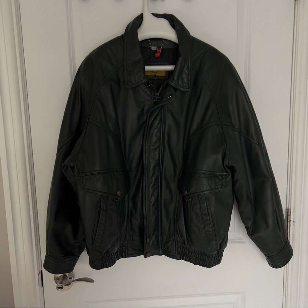 Danier Black Leather Bomber Jacket